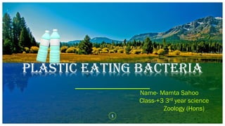 Plastic eating bacteria
1
Name- Mamta Sahoo
Class-+3 3rd year science
Zoology (Hons)
 