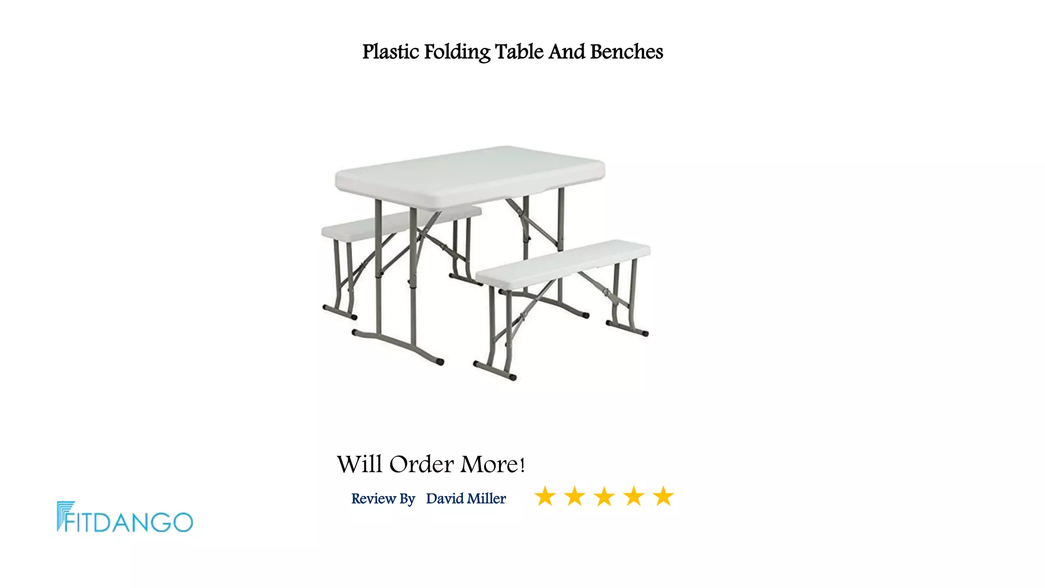 Review By David Miller
Will Order More!
Plastic Folding Table And Benches