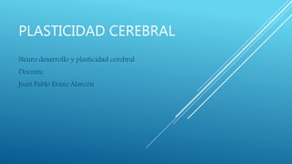 PLASTICIDAD CEREBRAL
Neuro desarrollo y plasticidad cerebral
Docente
Juan Pablo Erazo Alarcón
 