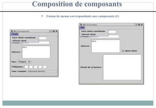 Composition de composants

Fusion de menus correspondants aux composants (1)
 