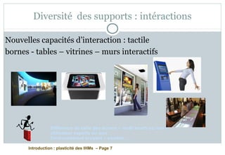 Introduction : plasticité des IHMs – Page 7
Diversité des supports : intéractions
Nouvelles capacités d’interaction : tactile
bornes - tables – vitrines – murs interactifs
Différence de taille des écrans – multi touch ou non –
utilisateur experts ou non
Environnement bruyant – sombre …
 