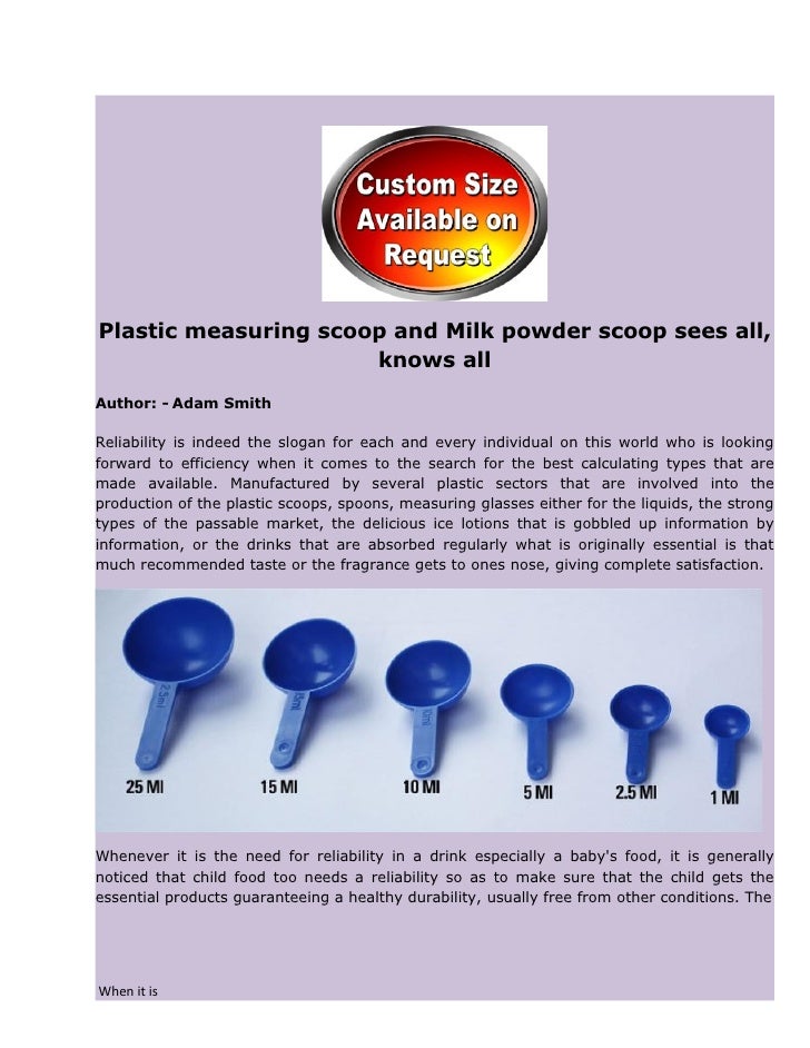 Plastic measuring scoop and milk powder scoop sees all knows all