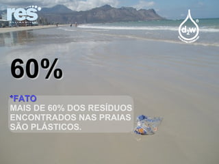60% *FATO MAIS DE 60% DOS RESÍDUOS ENCONTRADOS NAS PRAIAS SÃO PLÁSTICOS. 