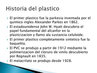 Plasticos en nuestra vida | PPTX