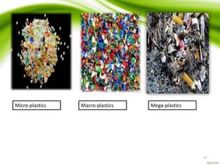 12
Micro-plastics Macro-plastics Mega-plastics
 