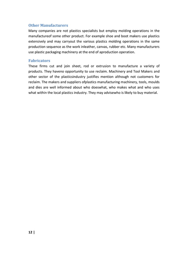 Plastic recycling business plan Report PDF