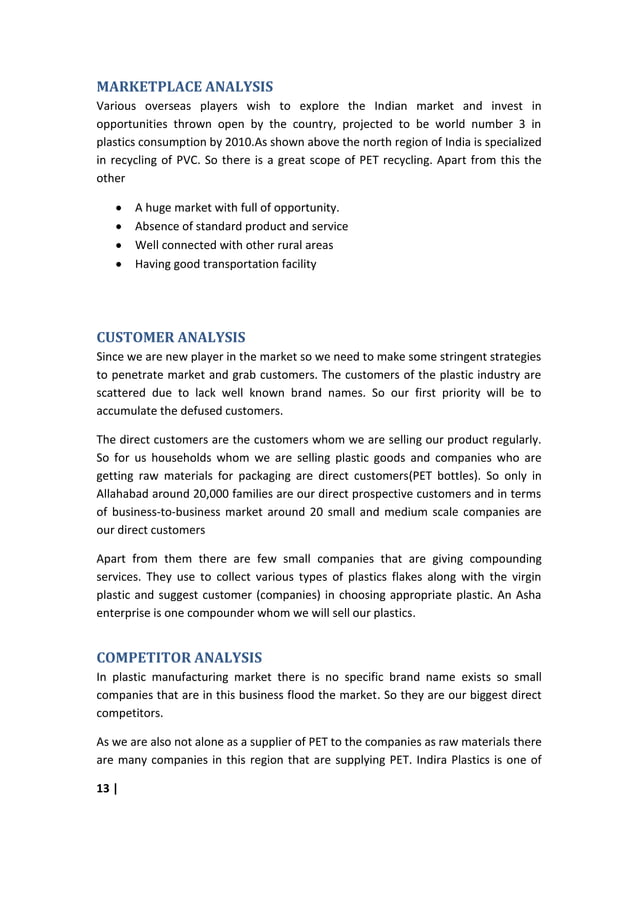 Plastic recycling business plan Report PDF