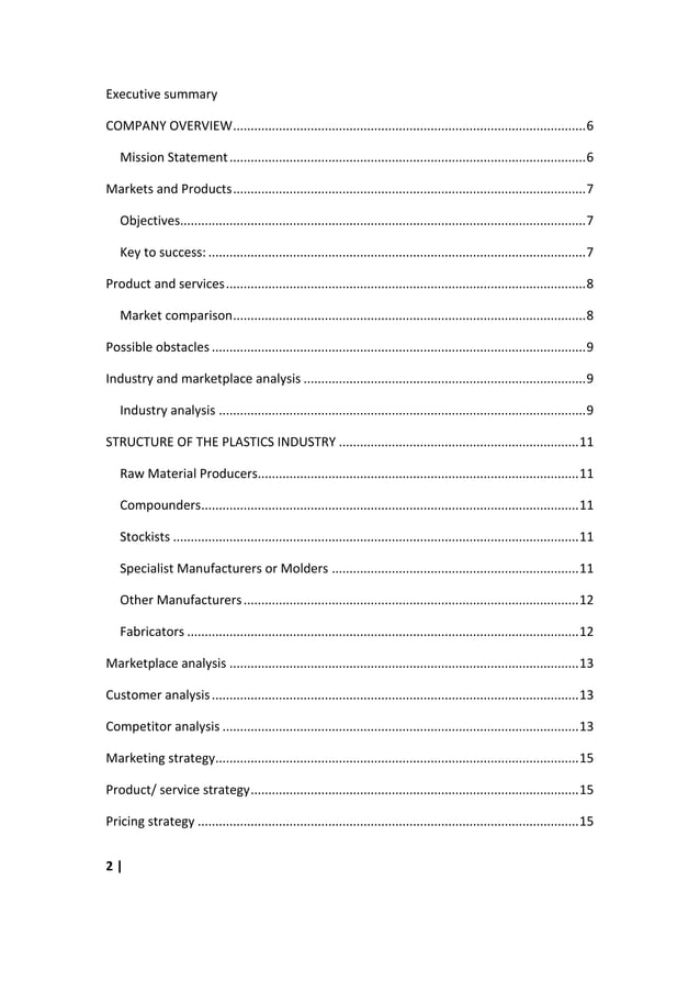 Plastic recycling business plan Report PDF