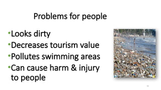 10
Problems for people
•Looks dirty
•Decreases tourism value
•Pollutes swimming areas
•Can cause harm & injury
to people
 