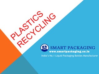 PLASTICS
RECYCLING
www.smartpackaging.co.in
India’s No.1 Liquid Packaging Bottles Manufacturer
 