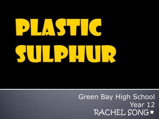 Plastic Sulphur Green Bay High School Year 12 RACHEL SONG 
