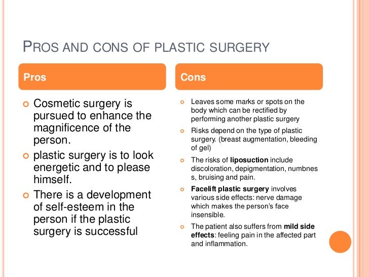 cosmetic surgery advantages and disadvantages essay