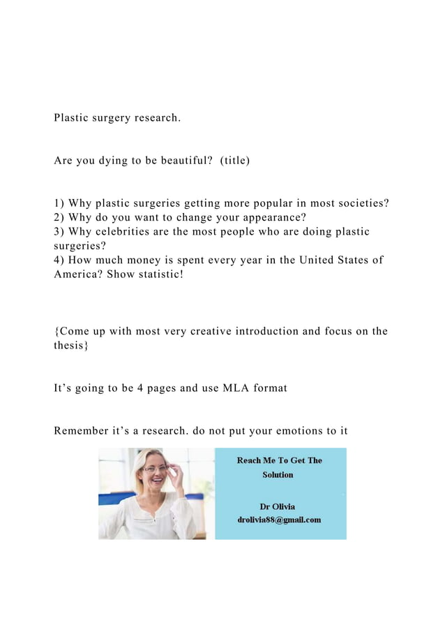 Plastic surgery research. Are you dying to be beautiful.docx