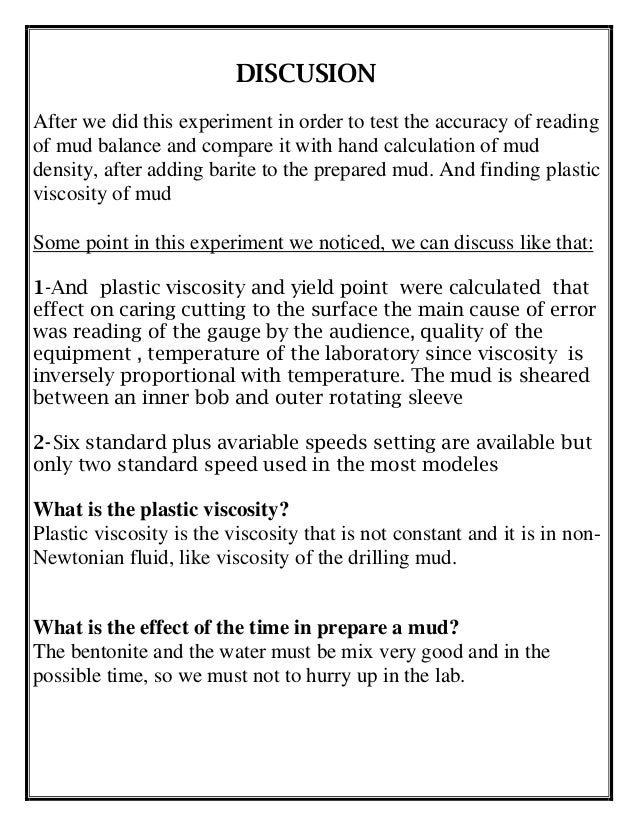Plastic viscosity(mud properties test)