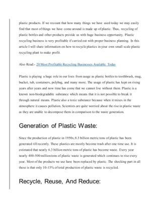 Plastic waste recycling plant | DOCX