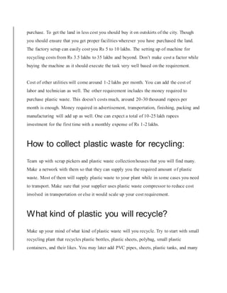 Plastic waste recycling plant | DOCX