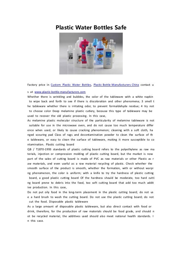 Plastic water bottles safe