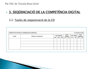    3. SEQÜENCIACIÓ DE LA COMPETÈNCIA DIGITAL

    3.2. Taules de seqüenciació de la CD
 