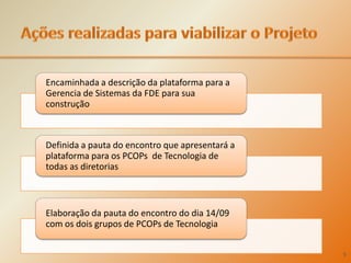 Ações realizadas para viabilizar o Projeto9