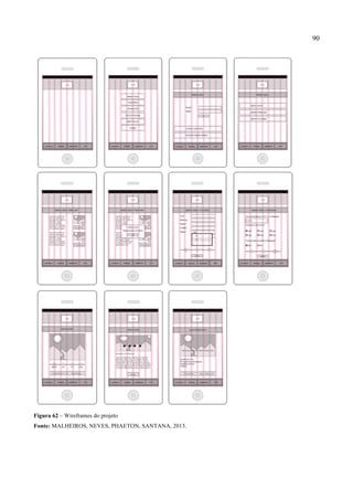 90
Figura 62 – Wireframes do projeto
Fonte: MALHEIROS, NEVES, PHAETON, SANTANA, 2013.
 