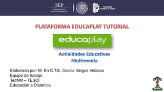 Elaborado por: M. En C.T.E. Cecilia Vargas Velasco
Equipo de trabajo
TecNM – TESCI
Educación a Distancia
 