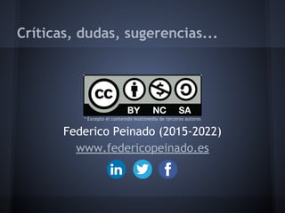 * Excepto el contenido multimedia de terceros autores
Federico Peinado (2015-2022)
www.federicopeinado.es
Críticas, dudas,...
