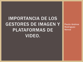 Paula Andrea 
Rodriguez 
Novoa 
IMPORTANCIA DE LOS 
GESTORES DE IMAGEN Y 
PLATAFORMAS DE 
VIDEO. 
 