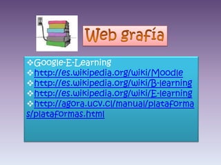 Leer el manual de uso de algún equipo antes de poder usarlo.PLATAFORMA MOODLEMoodle es un Ambiente Educativo Virtual, sistema de gestión de cursos, de distribución libre, que ayuda a los educadores a crear comunidades de aprendizaje en línea.Moodle fue creado por Martin Dougiamas, quien fue administrador de Web-CT en la Universidad Tecnológica de Curtin. Basó su diseño en las ideas del constructivismo en pedagogía que afirman que el conocimiento se construye en la mente del estudiante en lugar de ser transmitido sin cambios a partir de libros o enseñanzas y en el aprendizaje colaborativo. Moodle es una herramienta de apoyo al docente que le permite impartir sus enseñanzas, utilizando nuevas tecnologías.Moodle  cuenta con los recursos necesarios para permitir al docente estructurar o preparar sus clases de manera organizada para luego interactuar con sus alumnos a través de la internet.http://es.wikipedia.org/wiki/Moodle 