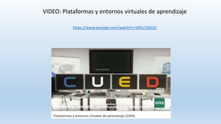 VIDEO: Plataformas y entornos virtuales de aprendizaje
https://www.youtube.com/watch?v=VDCs7QXii2s
 