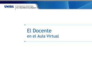 Conociendo mi Aula Virtual
Por: Rosa María Cruz Bejarán
El Docente
en el Aula Virtual
 