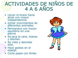 DESARROLLO DEL CENTRO HACIA AFUERAEs el desarrollo del eje central del cuerpo hacia su espacio que le rodea, los músculos que están lejos de la cabeza y la columna vertebral demoran en desarrollar.