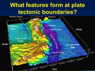 What features form at plate
tectonic boundaries?
 