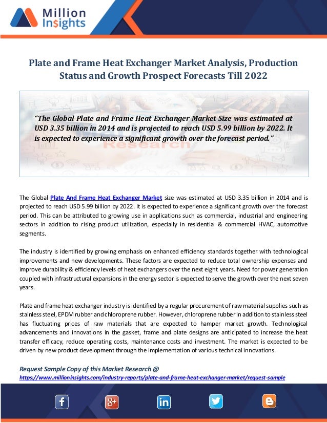 Plate and frame heat exchanger market analysis, production status and