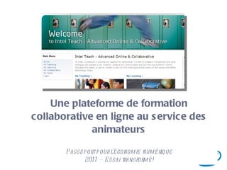 Une plateforme de formation collaborative en ligne au service des animateurs Passeport pour l’économie numérique 2011 – Essai transformé! 
