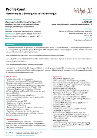 Annuaire des Plateformes – CLARA – 1er sem. 2014
Cancéropôle Lyon Auvergne Rhône-Alpes
http://www.canceropole-clara.com
Pr...
