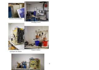 8 
Panneau Photovoltaïque 
Chauffage solaire 
Pompe à chaleur 
Echangeur de Chaleur 
 