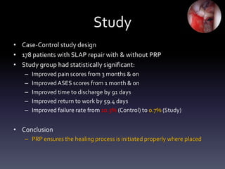 Pain Scores – pUCL Tears

       6.5
7.0

6.0          5.3

5.0
                   4.4

                         3.5
4.0
                               3.0
3.0                                  2.5
                                           2.1
                                                 1.7
2.0
                                                       1.0   0.8   0.8   1.0   1.0   1.0
1.0
                                                                                           0.7   0.7

 -




                                                                                           n = 15
 