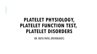 Comprehensive Overview of Platelet Physiology and Coagulation Disorders ...
