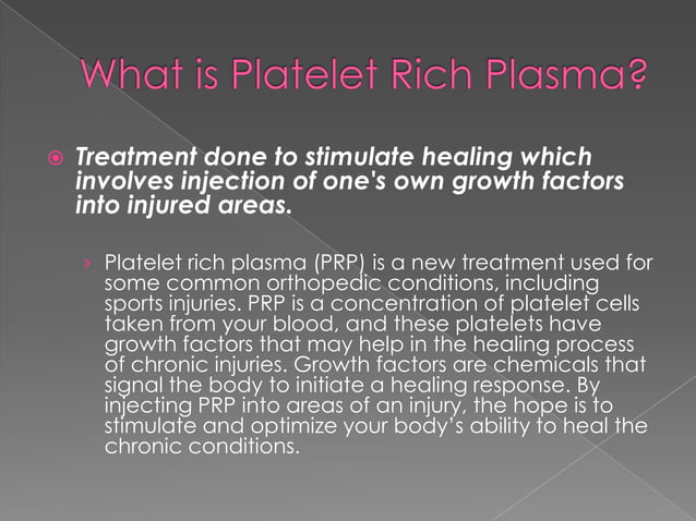 Platelet rich plasma | PPTX