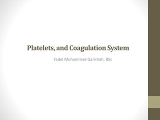 Platelets,and CoagulationSystem
Fadel Muhammad Garishah, BSc
 