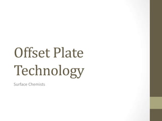 Offset Plate
Technology
Surface Chemists
 