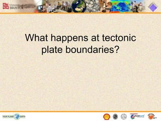 What happens at tectonic
plate boundaries?
 