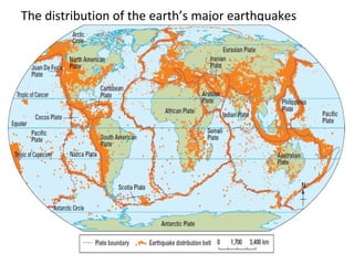 The distribution of the earth’s major earthquakes
 