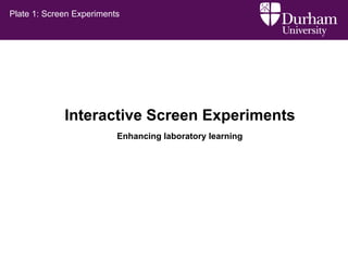 Interactive Screen Experiments
Enhancing laboratory learning
Plate 1: Screen Experiments
 