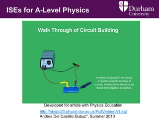 ISEs for A-Level Physics
Developed for article with Physics Education
http://obspc23.phyast.dur.ac.uk/FullVersionA1.swf
Andres Del Castillo Dubuc*, Summer 2010
 