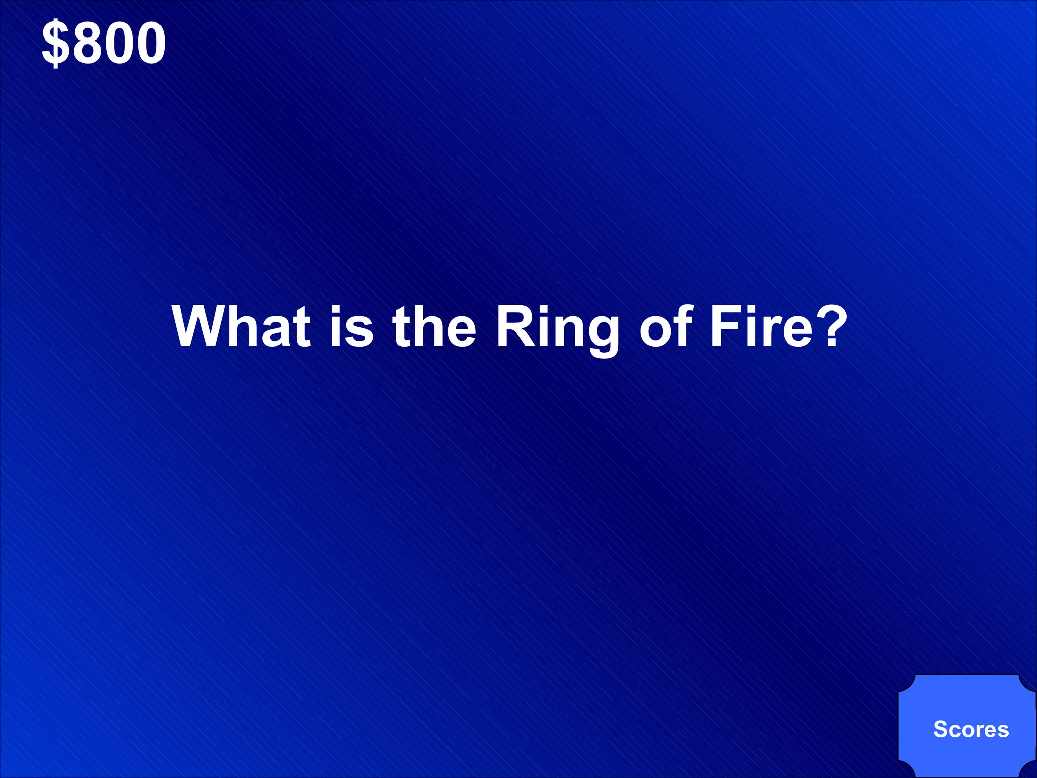 $800 What is the Ring of Fire? Scores 