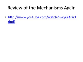 Review of the Mechanisms Again
• http://www.youtube.com/watch?v=ryrXAGY1
  dmE
 