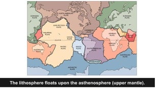 The lithosphere floats upon the asthenosphere (upper mantle).
 