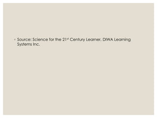 ◦ Source: Science for the 21st Century Learner, DIWA Learning
Systems Inc.
 
