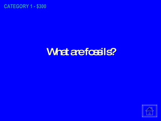 CATEGORY 1 - $300 What are fossils? 